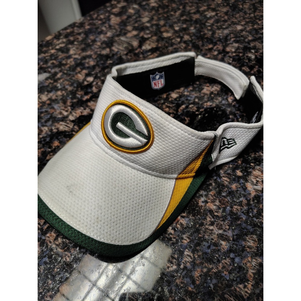 New Era Green Bay Packers NFL Equipment Visor White Green Gold Adjustable Hat